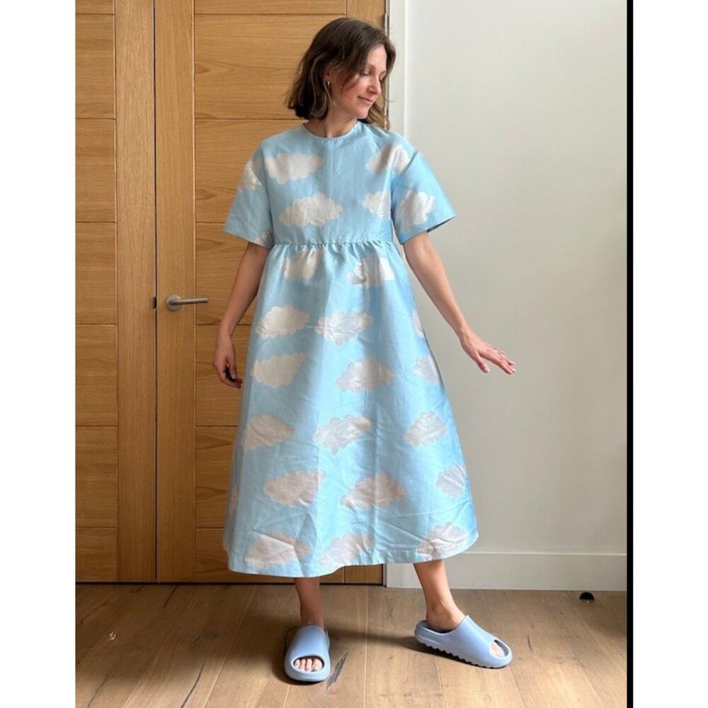 NEW Lazy Oaf Silver Linings Metallic Brocade Cloud Babydoll Dress UK 24 US 20 - Picture 7 of 15